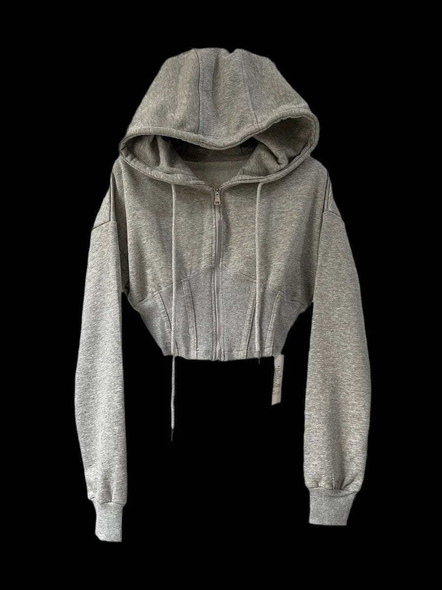 Nuvora Fitted Crop Zip Hoodie
