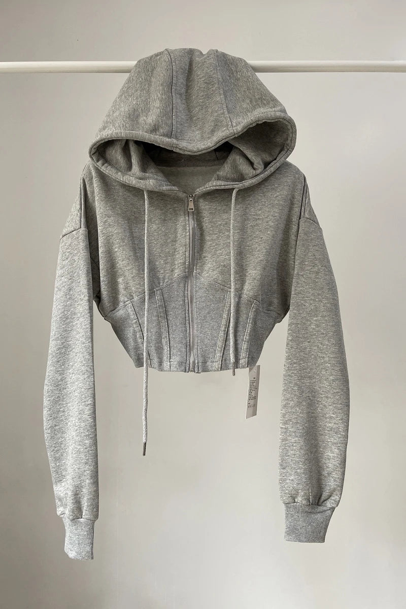 Nuvora Fitted Crop Zip Hoodie