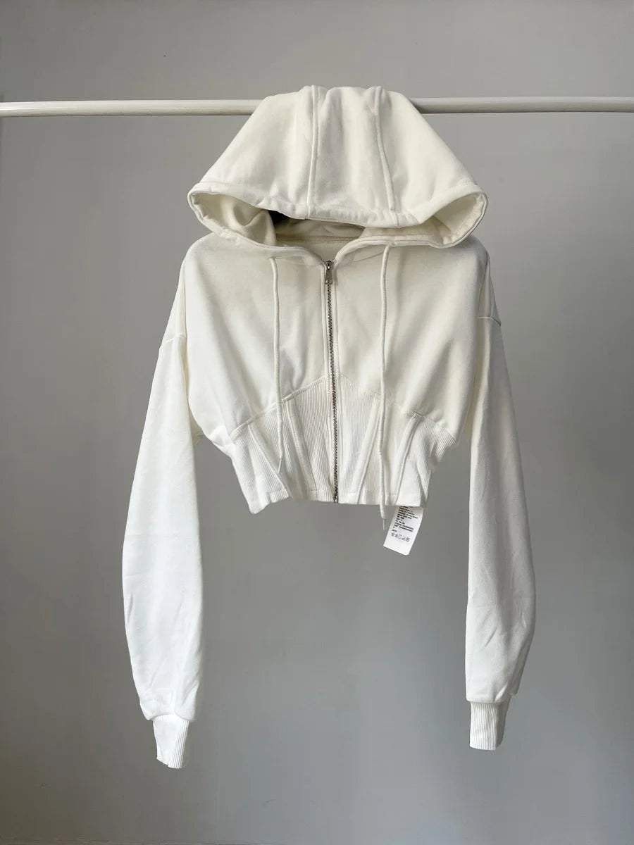 Nuvora Fitted Crop Zip Hoodie