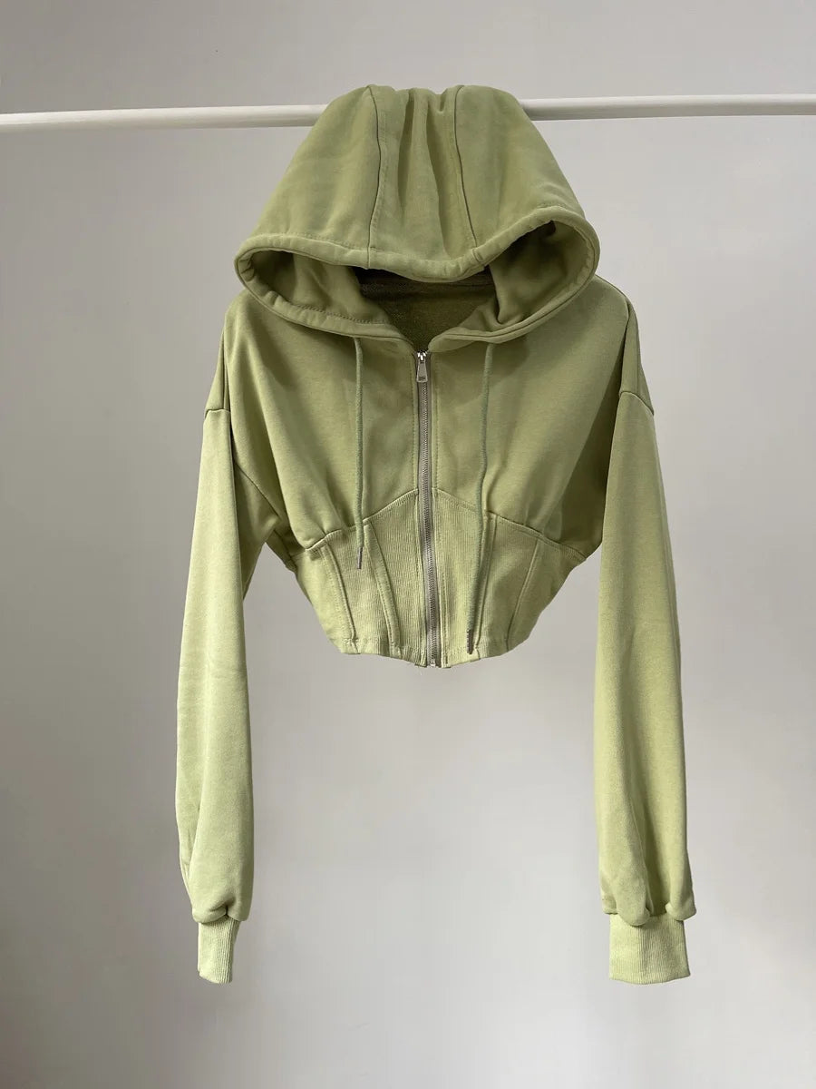 Nuvora Fitted Crop Zip Hoodie