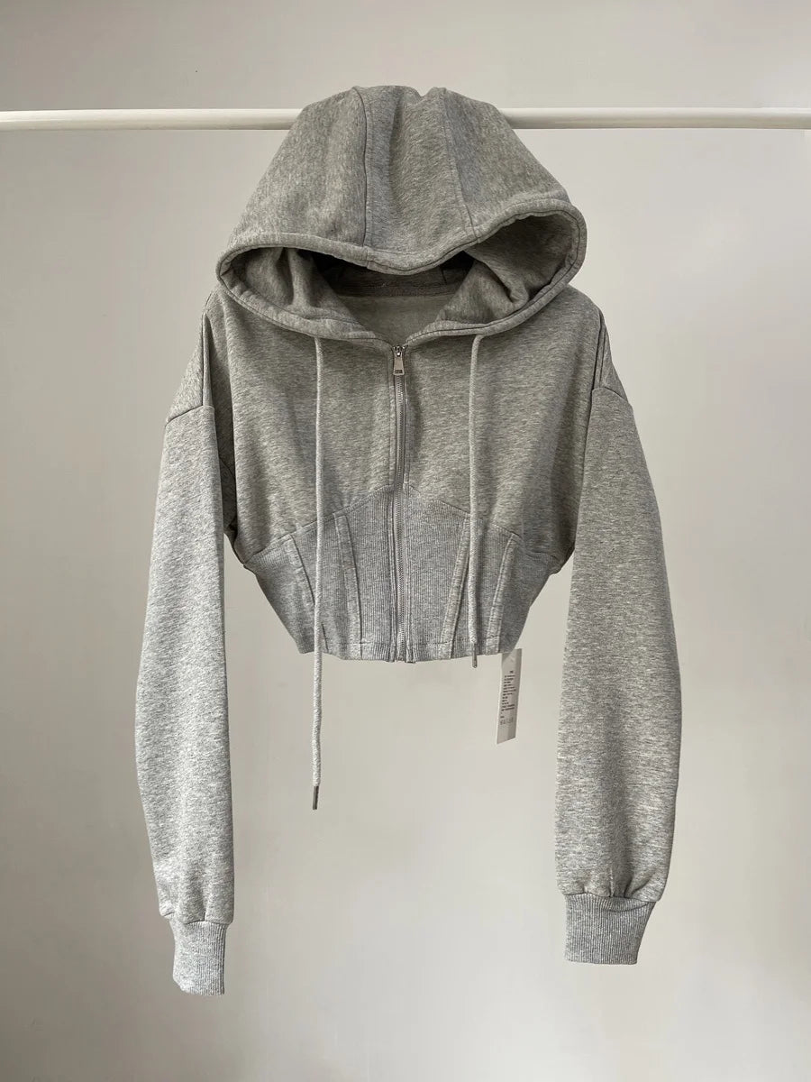Nuvora Fitted Crop Zip Hoodie